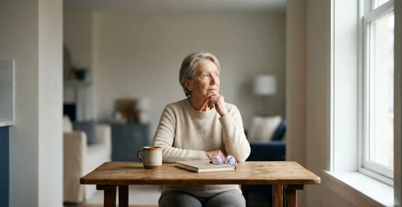 Senior en pleine réflexion prenant une décision autonome, symbolisant l'autonomie décisionnelle
