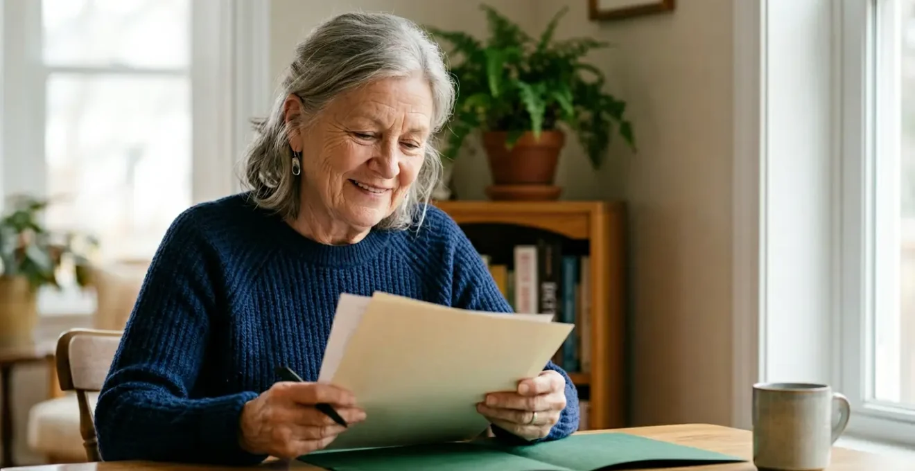 Personne senior consultant des documents de santé avec sérénité