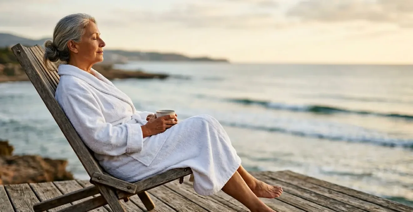 Senior profitant d'une cure de thalassothérapie en bord de mer, moment de détente et de bien-être