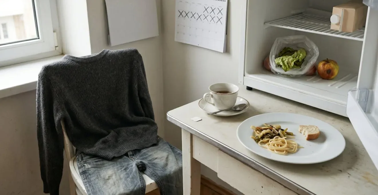 Détails révélateurs du quotidien d'un senior illustrant les signes méconnus de dénutrition